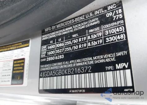 2019 Mercedes-Benz Gle 400 4Matic z USA, uszkodzony, nr VIN 4JGDA5GB0KB216372